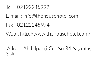 The House Hotel Nianta iletiim bilgileri